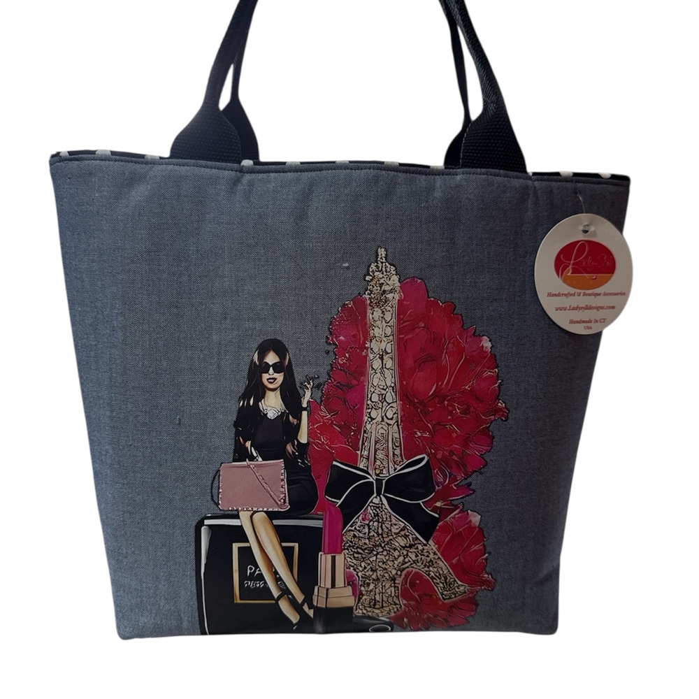 Chic Paris Tote Bag with Pink Accents
